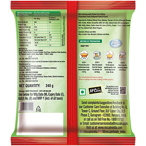 McCain Cheese Corn Samosa Frozen- 240 g