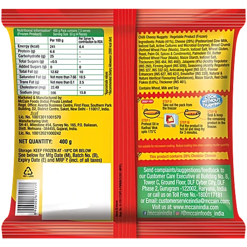 McCain Chilli Cheesy Nuggets Frozen- 400 g