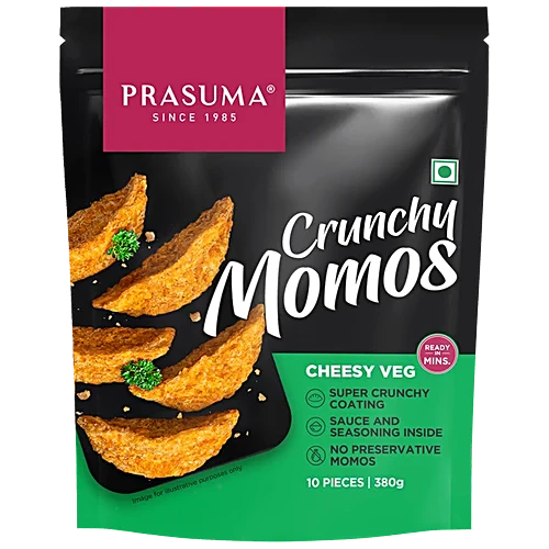 Prasuma Crunchy Cheesy Veg Momos Frozen- 380 g