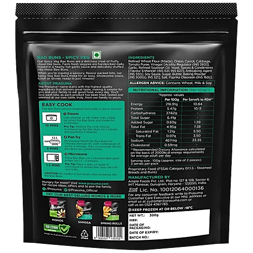 Prasuma Spicy Veg Bao Buns- 300 g (6 pcs)