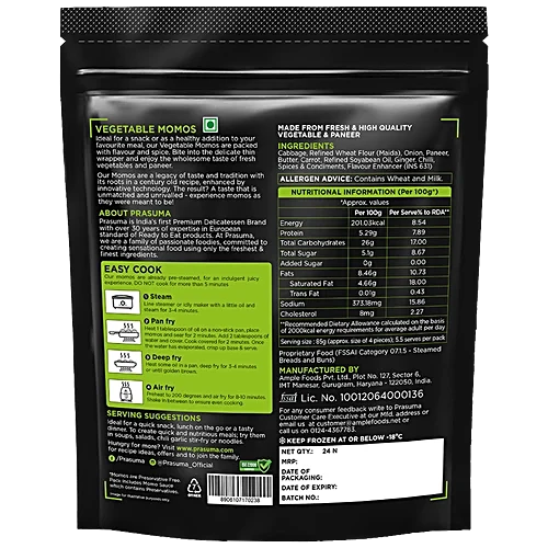 Prasuma Vegetable & Paneer Momos Frozen- 24 Pieces