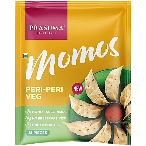 Prasuma Peri Peri Veg Momos Frozen- 15Pcs